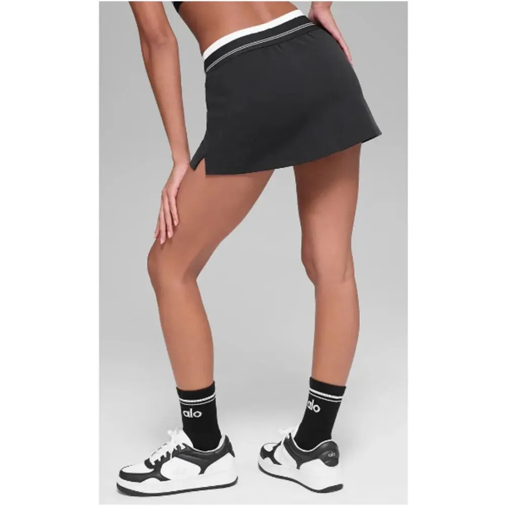 Alo Yoga Women's Black White Airbrush Better Together Tennis Skirt Size L